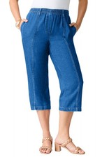 Roaman's Women's Plus Size Easy-Wear Straight Leg Capri