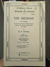 The Messiah Oratorio Complete Vocal Score G. F. Handel Chorus Piano Schirmer