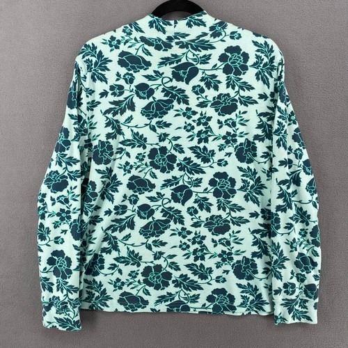 Pullover Lands End cuello falso manga larga verde floral top para mujer L capas cálidas - Imagen 2 de 14