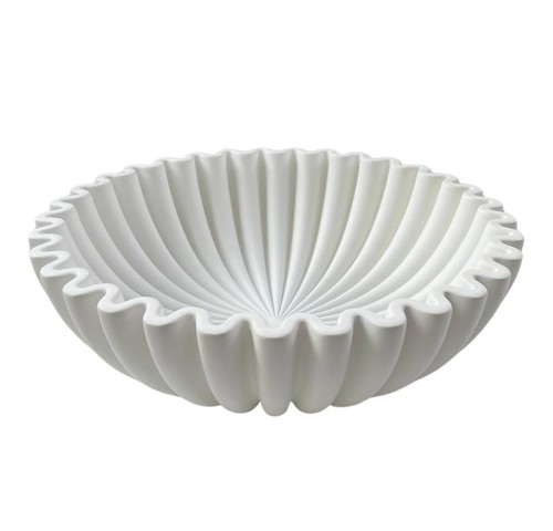 Large ruffle bowl white artificial stone decorative