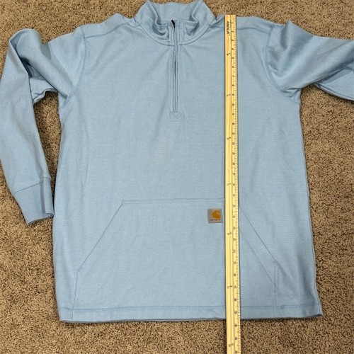Carhartt Men's Size M Relaxed Fit Light Blue Quarter-Zip Pullover Sweatshirt - Picture 8 of 9