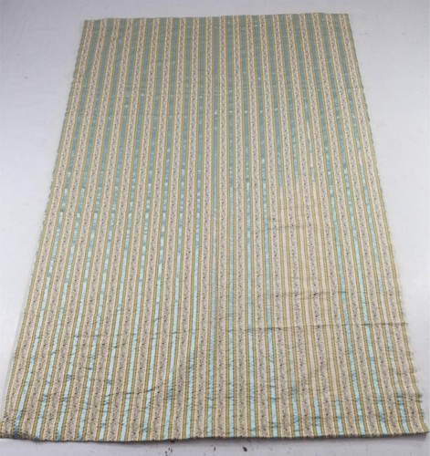 Vintage French Silk Brocade Floral Striped Textile Panel 82x56in