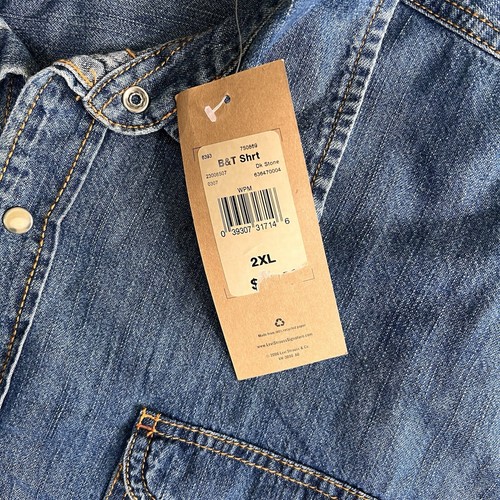 Levis Vintage Denim Shirt Men’s XXL Tall Blue Jean Cowboy Snap Pearl NWT 2006 - Picture 8 of 8