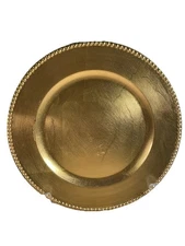 6 New Gold Beaded Rim Chargers  13” Diameter Holiday Glossy Dinners