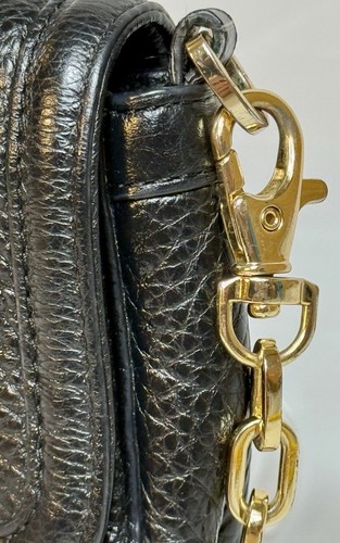 ๐๐๐TORY BURCH Classic Black PEBBLED LTR AMANDA Mini Xbody PHONE WALLET Bag - Picture 7 of 16