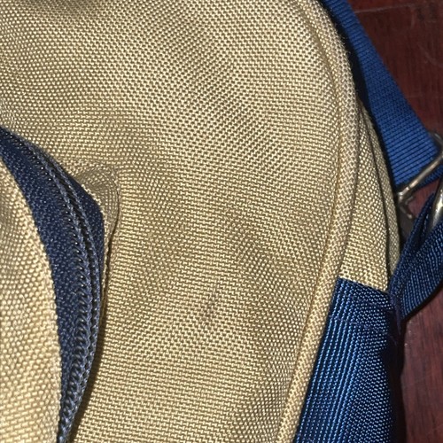 VTG The North Face USA Brown Label Duffle Bag, BEIGE & BLUE w/ shoulder strap - Picture 8 of 15