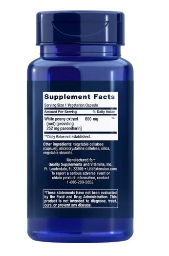 Life Extension - Peony Immune 600 mg 60 Vegetarian Capsules - Picture 2 of 2