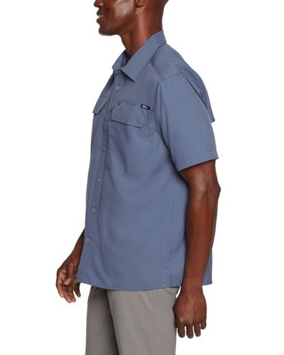 Mens Eddie Bauer Short Sleeve Shirt Tech Woven Size XL Blue NEW - Picture 3 of 7