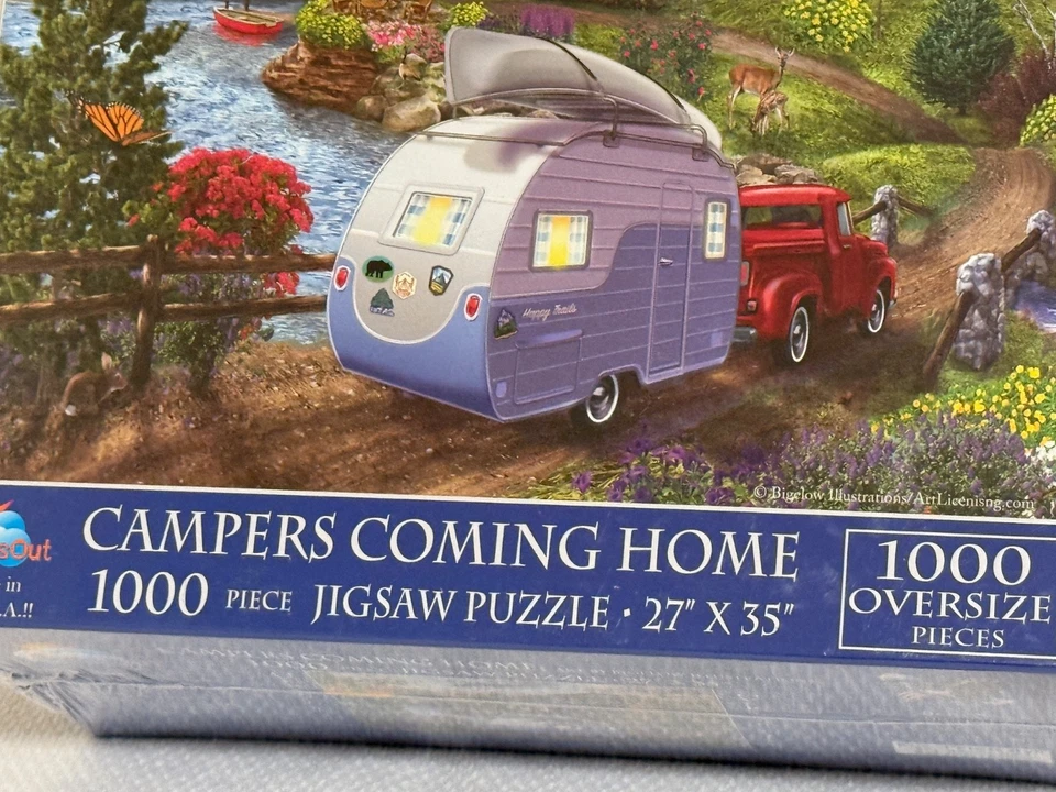 Rompecabezas Campers Coming Home 1000 piezas de gran tamaño 27x35" Sunsout EE. UU. Sellado 442 Foto 3 de 4