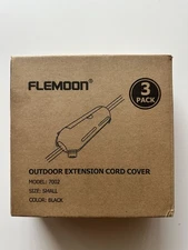 Extension Cord Safety Cover Flemoon 3 Pack Outdoor with Waterproof Barrier blk