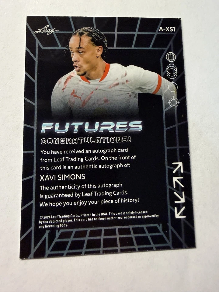 💥XAVI SIMONS 2024 LEAF FUTURES SILVER FOIL RC AUTO #D /149 SP - Image 2 of 2