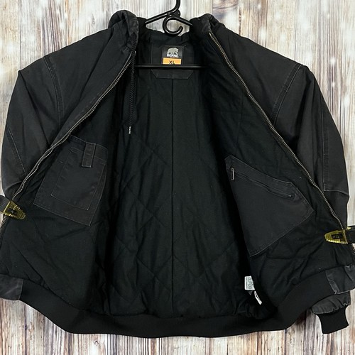 Berne Heartland Canvas Hooded Jacket Black Insulated Quilt Lined Mens XL Zip Up - Picture 4 of 16