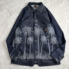 KAPITAL Cotton Denim Jacket Coveralls Collared Palm Tree pattern Indigo Dyed Exc