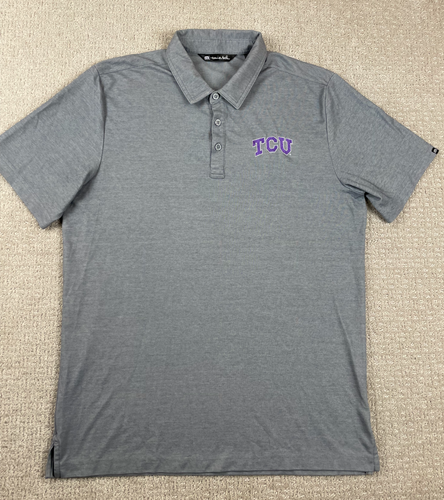 Travis Mathew Poloshirt Herren Größe L grau Stretch Golf TCU Texas Christian