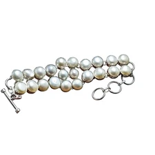 Natural Mother of Pearl Gemstone 925 Sterling Silver Jewelry Bracelet Sz-7-8"