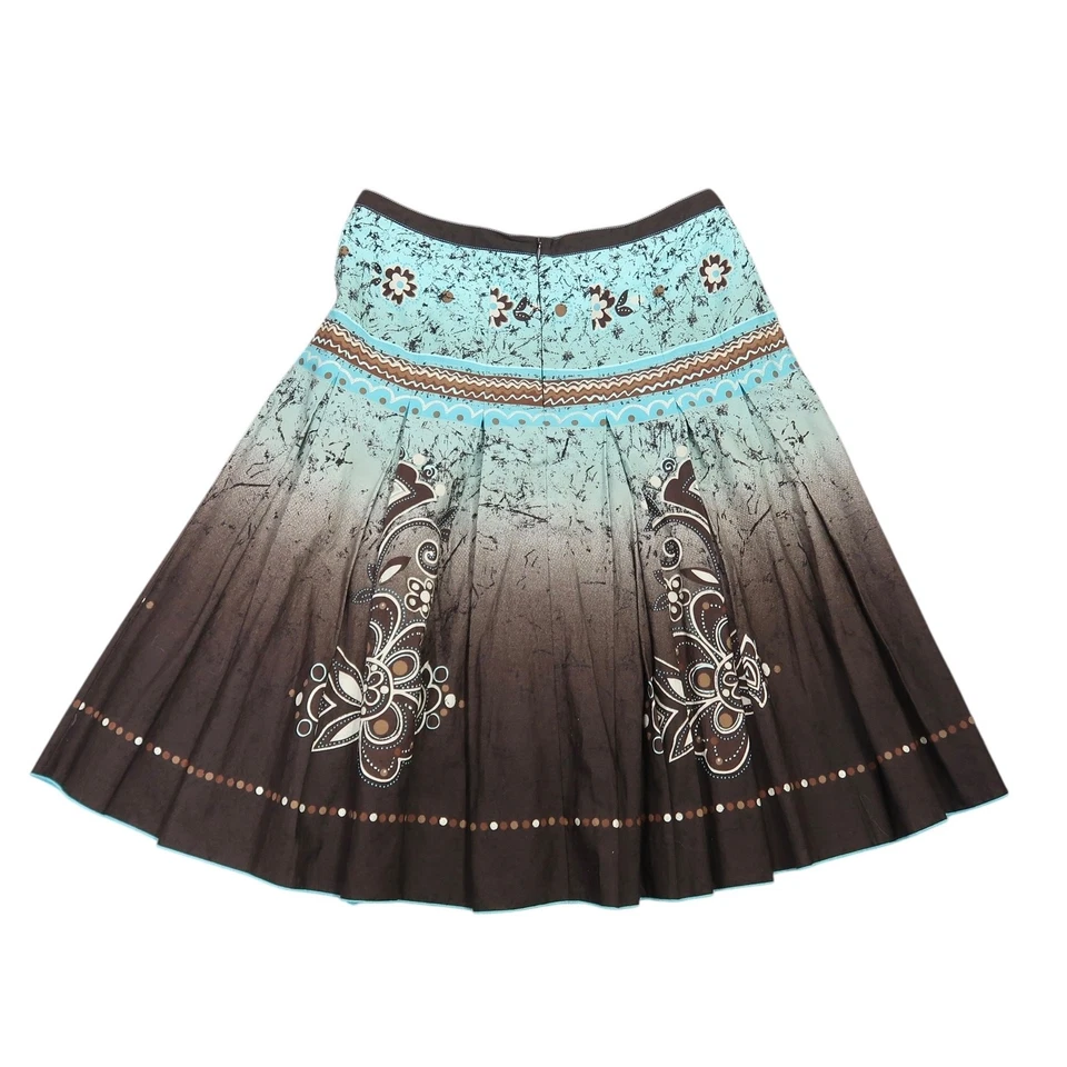 Falda Vintage Años 90 Esprit Azul y Marrón Estampado Ombre Hasta la Rodilla 6 Foto 3 de 4