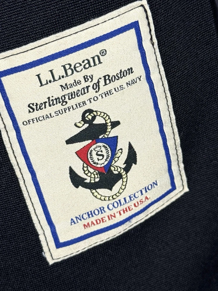 LL Bean Sterlingwear Peacoat XXL Tall Black Wool Anchor Collection USA - Image 4 of 4