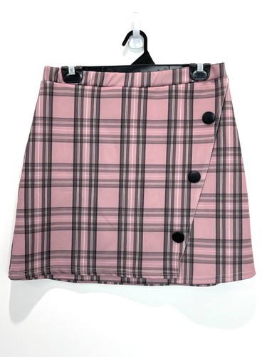 Pretty Little Thing Womens Set 14 XL Pink Check Boyfriend Blazer Jacket & Skirt - Picture 8 of 18