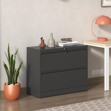 2 Drawer Lateral File Cabinet with Lock, Metal Filing Cabinet, Wide Storage for