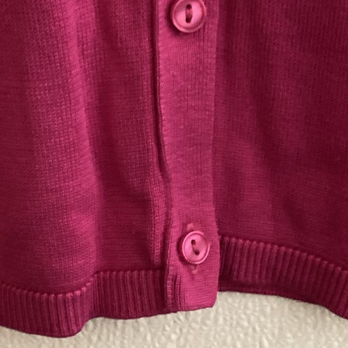 Cold Water Creek XL Strickjacke Seide Baumwolle Knopfleiste Fuchsia - Bild 4 von 6