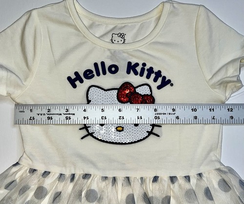 Hello Kitty Girl's Shirt Dress Size 5/6 Polka Dot Tulle Sequin Head Ivory NWT - Picture 10 of 24