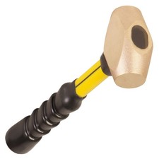 NUPLA 2.5 lb Non-Sparking Brass Hammer with Overstrike Protection, 12 in Handle