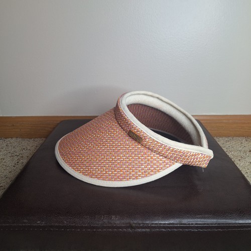 Trina Turk Valentina Straw Sun Visor Womens O/S Oversize Orange Beach Vacation - Picture 2 of 19