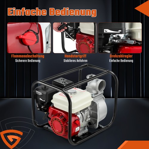 Benzin Wasserpumpe 6,5PS Gartenpumpe 4Takt Motorpumpe 3'' Kreiselpumpe 1000l/min - Bild 6 von 18