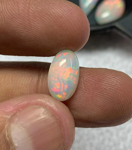 Natürlicher Äthiopischer Feueropal Cabochon Multi Feueropal ovale Form Welo Opal - Bild 6 von 8