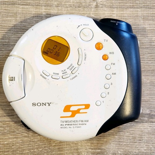 Sony D-FS601 Walkman Discman TV/Weather/FM/AM Radio G-Protection TESTED WORKS - Picture 2 of 9
