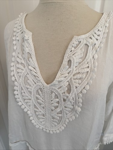LADIES PRIMARK ATMOSPHERE WHITE BEACH COVERUP SIZE MEDIUM - Picture 2 of 5