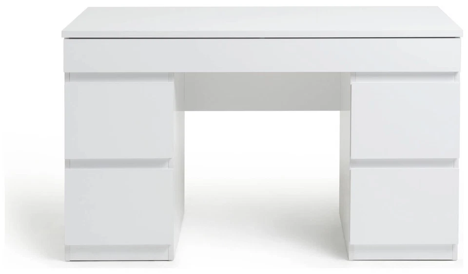 Jenson Double Pedestal Dressing Table-Matte White - Image 3 of 4