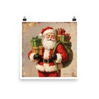 Vintage Santa Claus Poster Retro Christmas Wall Art Print