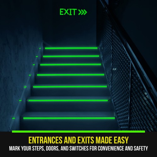 Glow in The Dark Tape - 15 Ft x 0.5 in - Bright - Rechargeable - Reflective -... - Picture 3 of 7