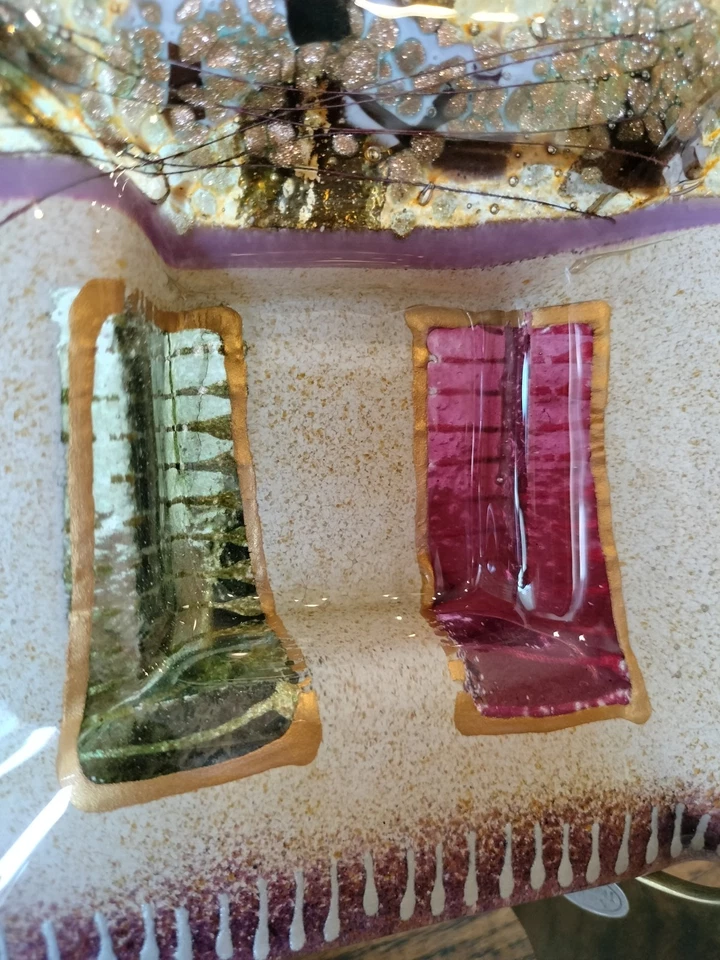 Art Glass Trinket Dish Handcrafted In Greece Fused Mid Century Modern - Image 2 of 4