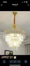 TFCFL Modern Crystal Chandelier Ceiling Light #9410Gold Tiered Glass Rod Design