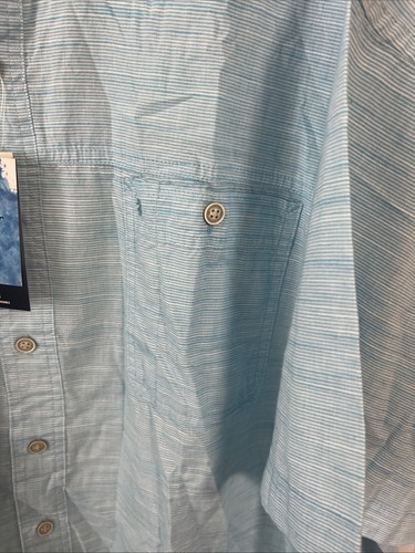 IZOD Saltwater Dockside Chambray Short Sleeve Button Up Shirt RIVER blue 6XB 6xL - Picture 5 of 8