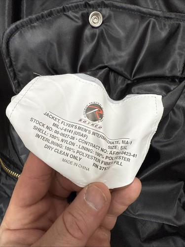 Rothco USAF MA-1 Reversible Military Intermediate Flyers Bomber Jacket Men's 5XL - Picture 4 of 8