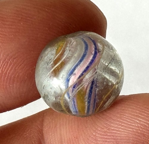 ~19/32 Zoll antike handgefertigte deutsche Pontils Glas geteilter Kern Wirbel Marmor #407 - Bild 5 von 18