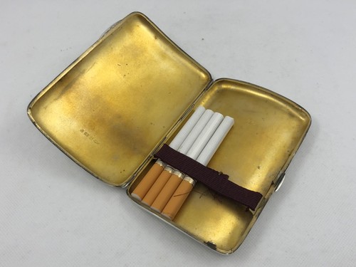 Antique Sterling Silver Engrave Cigar /Cigarette Case Birmingham 1905, 119 grams - Picture 11 of 12