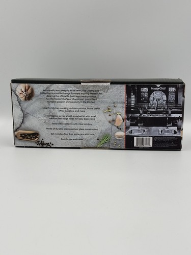 Spice Jar Set Of 4 With Rack Master Chef Stainless Steel 3OZ. NIB - Picture 2 of 13
