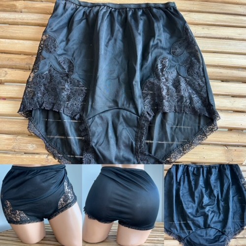 VINTAGE SILKY NYLON GRANNY PANTY BRIEF MUSHROOM GUSSET sz XL