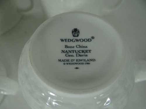 Wedgwood Nantucket Tassen Untertassen 4er Set weiß Basketweave England - Bild 9 von 9