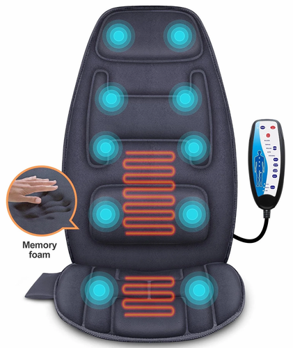 Cojín de asiento de masaje con 10 motores de vibración, cojín de silla de masaje de espalda para respaldo P - Imagen 11 de 12