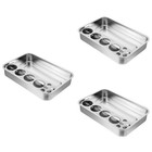 3 Pcs Medical Tray Stainless Steel Kidney Rectangular Tool Plate
