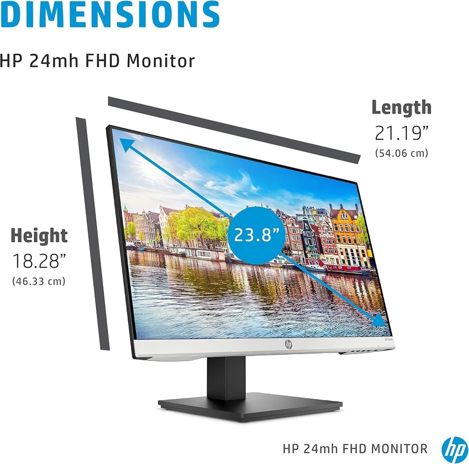 HP 24mh 24" FHD Monitor  Built-In Speakers and VESA Mounting 1D0J9AA#ABA - NEW - Image 4 of 4