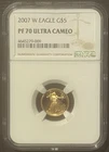 2007-W American Eagle $5 GOLD NGC PF70 : GEM PROOF Coin 1/10 Oz Bullion : 10372
