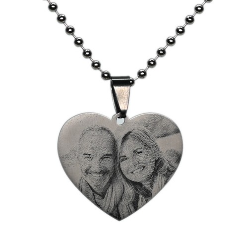 Personalised Laser Engraved Heart Photo Women Necklace Pendant Christmas Gift - Picture 3 of 12