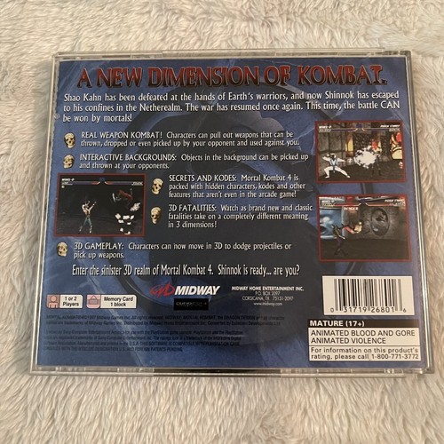 Mortal Kombat 4 IV (PlayStation 1 PS1, 1998) Disc Only - Untested - Picture 2 of 3