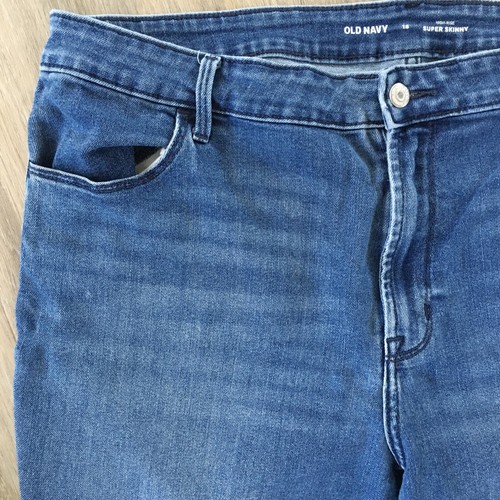 Old Navy Womens Jeggings Sz 18 Tall Blue WOW Super Skinny Pull On Jeans Med Wash - Picture 7 of 15